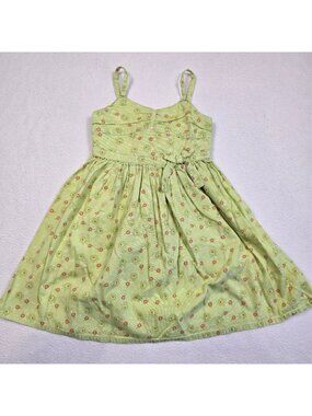 Laura Ashley Girls 6X Sundress Green Floral Sleeveless Cotton